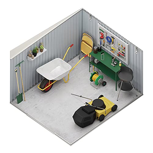 Caseta Jardín Exterior 5,44 m2 Latte – Color Metalizado Premium - Tragaluz de Policarbonato – Puerta Corredera Doble – Techo Inclinado - Cobertizo para terraza metálico de Almacenamiento - imagen 5