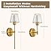 Gold Wall Lights Battery Operated, Crystal Rechargeable Wall Sconces Set of 2 with 5000mAh Dimmable Bulbs and Remote, 12 Colors Wireless Wall Lamps Set of Two for Bedroom Living Room Bathroom