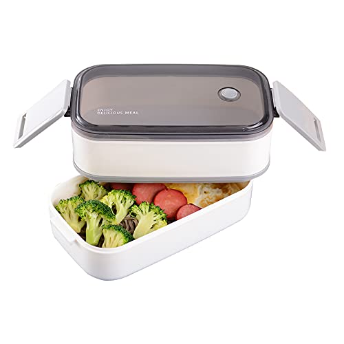 Setoragely Bento Box For Adults/Kids,All-In-One Stackable Bento Lunch Box,Ncludes 2 Stackable Containers,1600Ml-Microwave cover