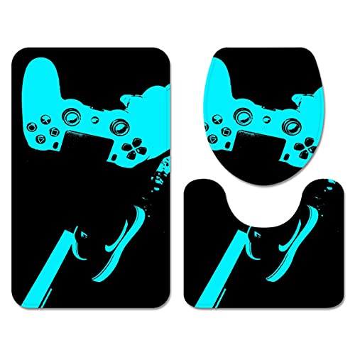 Sticker Superb. 3D Gamer Gamepad Aktionstasten Toilette Dreiteilig Bad Teppich Matte Rutschfestes Badezimmer Matten Set…