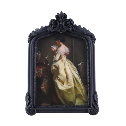 Kangce Vintage Picture Frames 5x7 Ornate Arched Black Antique Picture Frames with Glass Front for Wall Mounting and Tabletop Victorian Home Decor Gallery Wall Decor