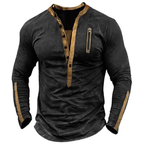 Chemise Henley manches longues avec col boutonné et poche zippée
