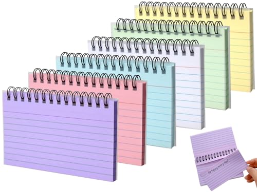 Tarjetas de índice de colores con espiral para repasar asignaturas sin perder apuntes