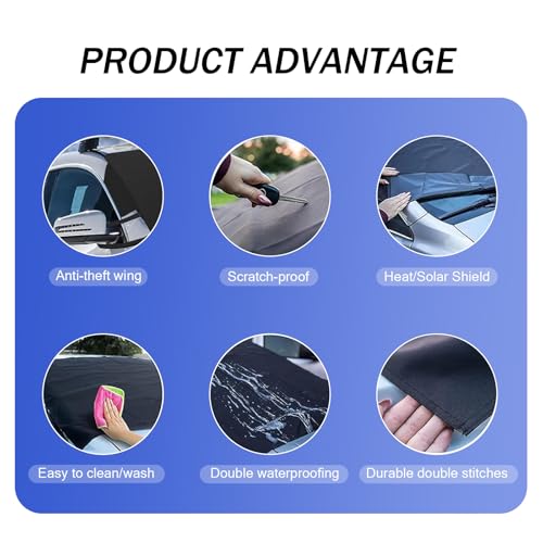 Image of Windshield Snow Cover Cloth, Oxford Cloth Thickened Winter Snow Windproof Sun Shade Windshield Cover, Foldable Accessories, Universal for Most Car Models (Black #170CM*107CM)