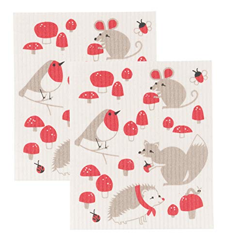 Now Designs Swedish Dishcloth, Set of Two, Toadstool Time, Set of 2, 2