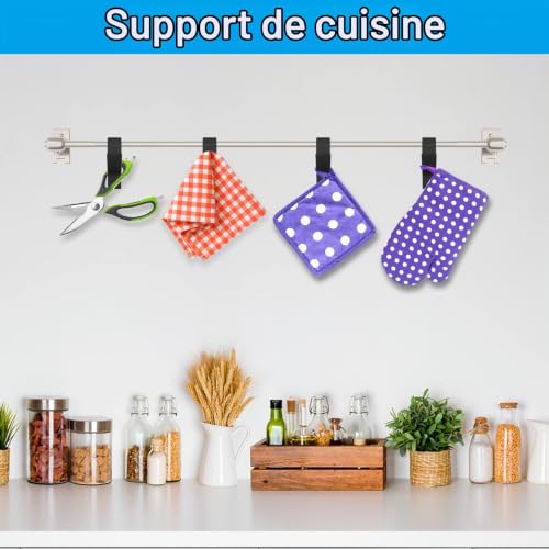 Realure 8 Pcs Crochet Radiateur Rond, Crochet Serviette Salle De Bain Noir – vue 5