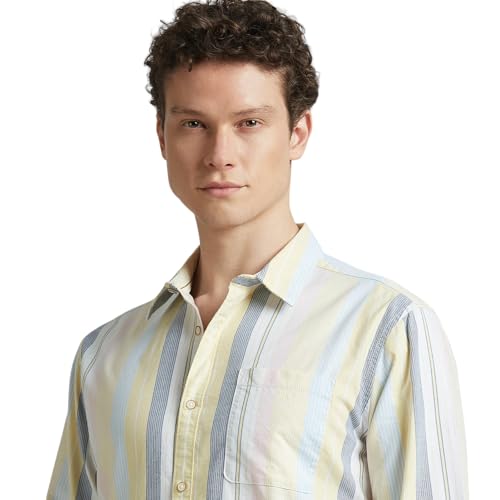 Image of Pepe Jeans Men's Casual Shirt | Striped Shirt for Men| Regular Fit | Vertical Stripes | Full Sleeve | Available in Plus Size