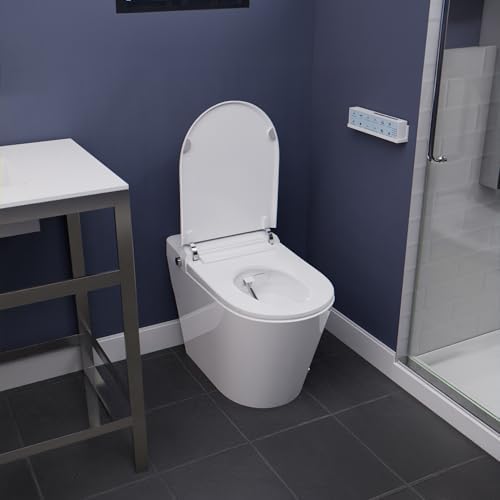 ANZZI One-Piece Smart Toilet Bidet Elongated 1.28 GPF White with ...