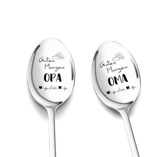 Weihnachtsgeschenke für Oma und Opa, 2 Stück Kaffeelöffel mit Gravur Geschenk für Beste Oma und Opa zum Geburtstag Ostern Geburtstagsgeschenk...