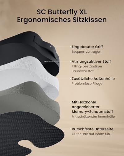 ProtoArc Extra-Large Bürostuhl Sitzkissen Memory Foam, Zusatzhülle, Schwarz – Ansicht 7
