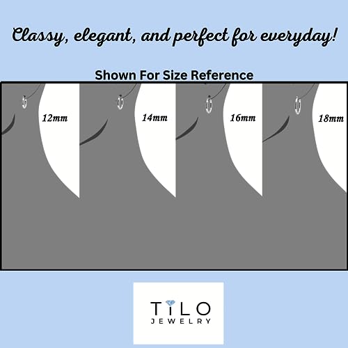 14K White Gold Polished Round Hoop Earrings, 16Mm (0.63 Inch Diameter) #TOP4