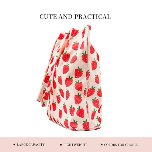 Image of Corduroy Tote Bag Cute Tote Bags for Women Shoulder Bag with Inner Pocket for Work Beach Travel and Shopping Grocery