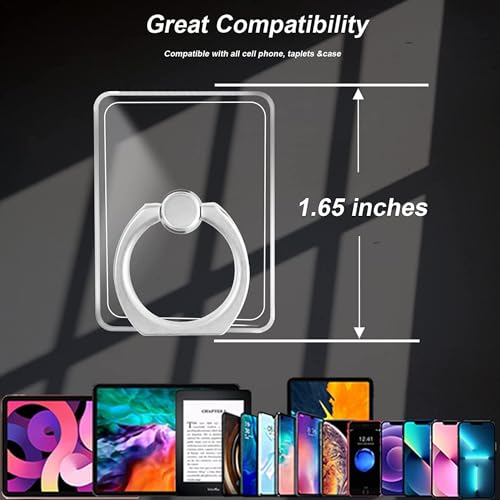 Image of amazon basics Transparent Phone Ring Stand Holder Mobile Phone Ring Holder Finger Grip 360 Degree Rotation (Transparent Square)
