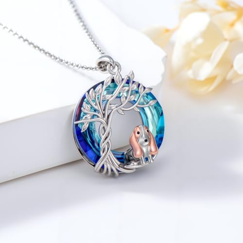 TOUPOP Tree of Life Dog Necklace 925 Sterling Silver Crystal Pet Jewelry Dog Lovers Gifts for Women4
