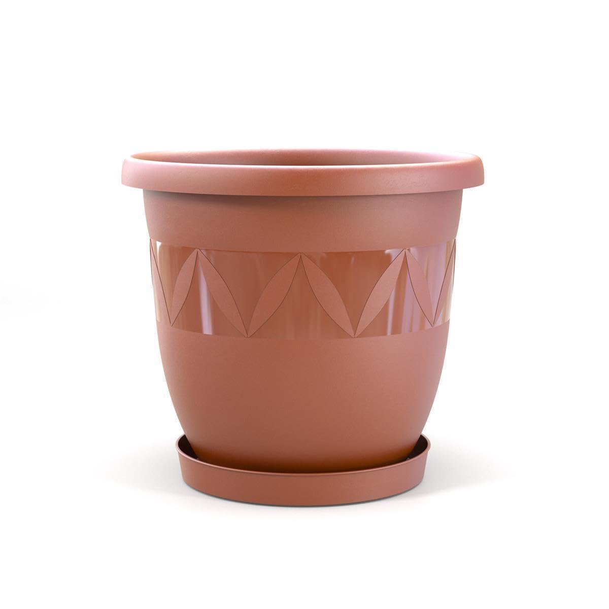 Plastard Blumentopf Ø 40 cm mit Untersetzer rund – Terrakotta – Pflanzkübel