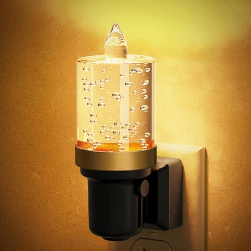 Image of JandCase LED Night Light, Candle Night Lights Plug into Wall Amber, Auto On /Off Light Sensor Nightlight, 0-100LM Brightness Dimmbale Nightlight, for Bathroom Hallway Bedroom Kids Room