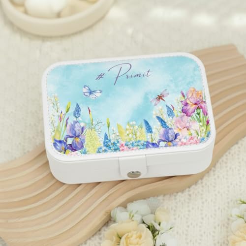 Image of PRIMIT Personalized Jewelry Box for Women & Girls - Travel Jewelry Organizer with Custom Name & Floral Design, Bridesmaid, Wedding, Anniversary (BlueRose)