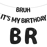 giltter black bruh it's my birthday banner divertente personalizzato bruh happy birthday bandierine per adolescenti ragazzo donna ragazza uomo decorazione per feste forniture