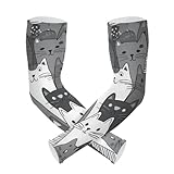 WDdZzyy 1 par de mangas de protección para el brazo con diseño de gato blanco y negro de dibujos animados, protección solar UV para conductor y fútbol, Lindo gato blanco y negro de dibujos animados,