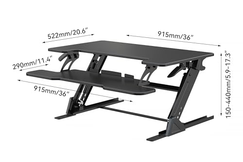 Image of Standing Desk Converter 36 x 24 Inches, Height Adjustable