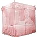 Liyeehao Zanzariera Tenda per Letto a baldacchino con 4 Pali ad Angolo per Ragazze e Adulti 3 zanzariere apribili Accessori di Decorazione Camera da Letto Principessa di Lusso(Pink S)