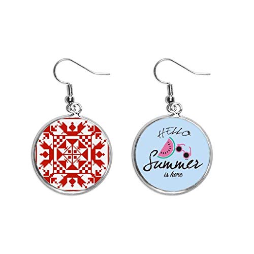 Pendientes de sandía estilo rojo de Rusia con textura de mosaico para el lóbulo