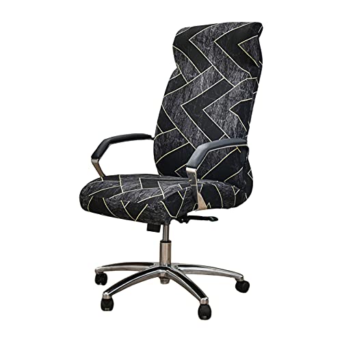Stretch Office Chair Cover with Zipper Printed Computer Chair Cover for Armrest Chair Universal Removable Spandex Rotating Boss Chair Slipcovers Soft Desk Chair Seat Protector for Dogs, Cats (L, 09)