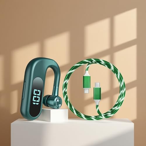Auricular Inalámbrico Bluetooth Mono V13 Verde con Cable USB-C miniatura 1