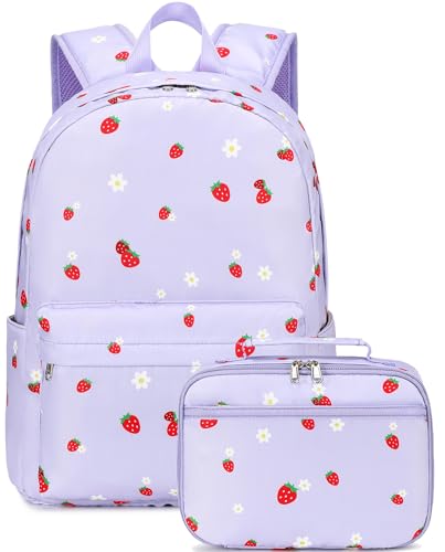 LEDAOU Strawberry Backpack with Lunch Box