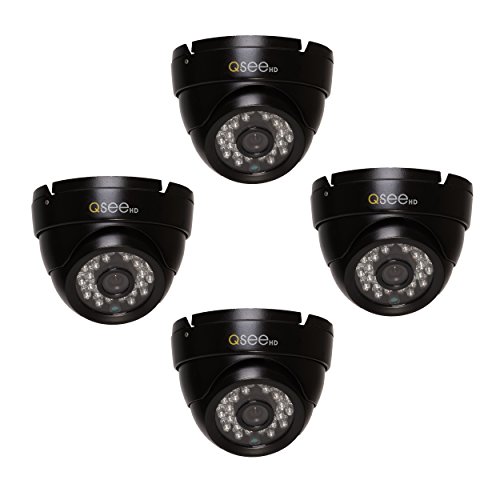 Q-See QTH7213D-4 | 4 Analog Dome Security Cameras with 720p HD | Weatherproof Surveillance System with Night Vision up to 100 Ft | Limited 2 Year Warranty