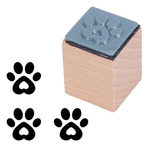 OLYCRAFT Wooden Rubber Stamp Paw Print Wooden Craft Stamp 1x1x1.2 Inch Mini Rubber Stamps Wood Stamping Tool for DIY Art and Craft Journals Albums Scrapbooking Card Making Planner Envelope