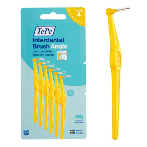 Image of TePe Interdental Brush Angle, Yellow, 0.7mm/ISO 4, 6pcs, Carton Pack