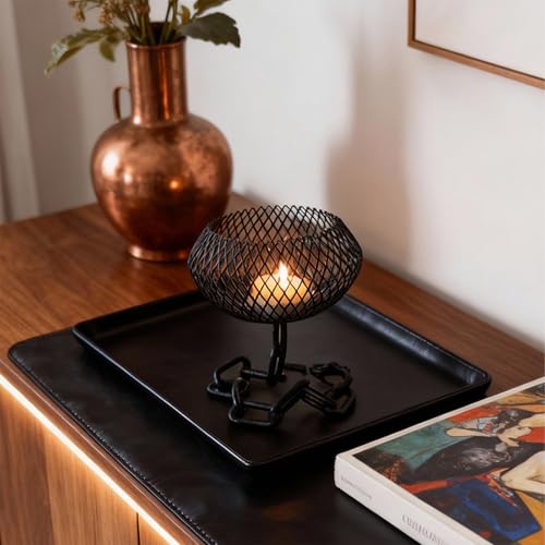 Lxoraziy Kreativ Vintage Kerzen Ständer 3er Set, Kerzenständer Kerzenhalter Kerzenleuchter Metall für Abendessen Hochzeit Haus Tischdeko Kamindekoration Kerzenschein, Schwarz