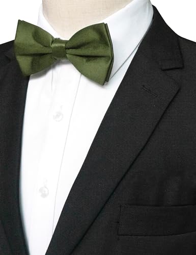 Image of JEMYGINS Solid Color Pre-tied Bow Tie Adjustable Bowtie for Men