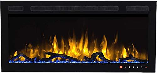 Bluegrass Living Bef-50Bif04 Slimline 50’’ Wall Mount And Recessed Electric Fireplace, Black #TOP29