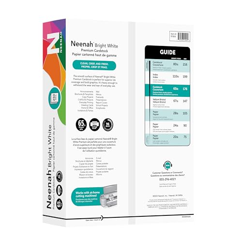 Image of Neenah Bright White Bright White Card Stock, 96-Bright, 65 lb Cover Weight, 8.5 x 11, 250 Count (Pack of 4)