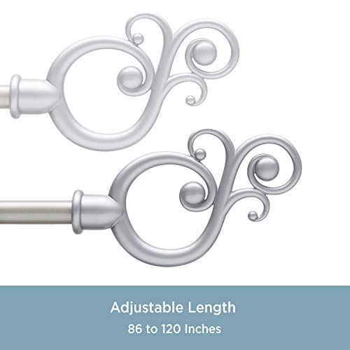 Kenney Valencia Standard Decorative Window Curtain Rod, 86-120", Satin Nickel #TOP2