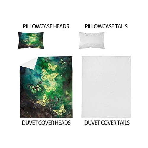 Papillon fluorescent housse de couette avec fermeture éclair pratique parure lit microfibre - 5