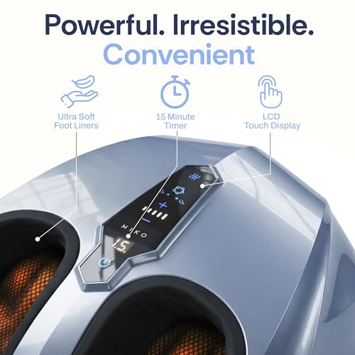 Miko Máquina de masaje de pies con amasamiento profundo, compresión, shiatsu y calor para la fascitis plantar, neuropatía, se ajusta hasta la talla 47 para hombres. - imagen 6