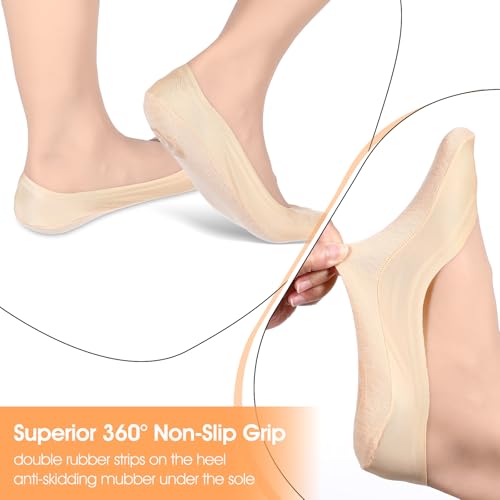 Image of ElevateTech No Show Socks Womens, 6 Pairs Nylon Ultra Low Cut Thin Liner Socks Invisible Hidden Sock for Flats Casual Non Slip