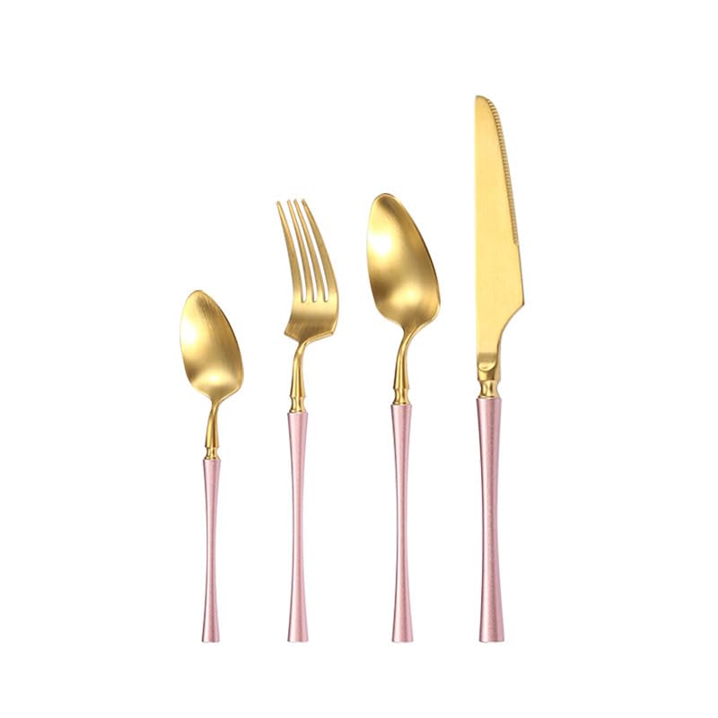 Besteckset, 4/16/24/32/40/48-teilig, Besteckset aus Edelstahl 304, Gabel und Löffel, goldenes Steakmesser- und Gabelset. Roségold, 10er-Set, 40-teilig