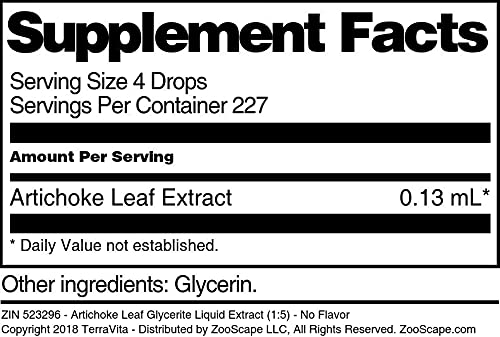 Miniatura 5 de TerraVita Extracto líquido de glicerita de hoja de alcachofa (15) - Sin sabor (1 oz, ZIN 523296)