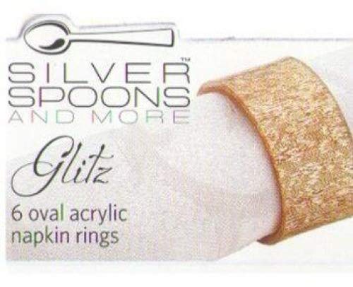 Set of 6 Oval Acrylic Napkin Rings - Gold Glitz Design