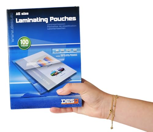 DESQ® A5 100 Micron Matte Laminating Pouches with Rounded Corners Laminating Pouches Pack of 100 154 x 216 mm Premium - Image 2