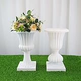 Efavormart 2 Pack - 20' PVC Urn Planter, Floral Pedestal Flower Pot White Plant...