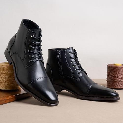 Jousen Mens Boots Leather Dress Boots for Mens Cap-Toe Fashion Boots for Men3