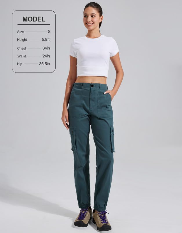 Pioneer Camp Pantaloni cargo da donna lunghi da trekking per donne, resistenti, pantaloni cargo in vita regolabile, pantaloni da jogging per attività all'aria aperta, con 6 tasche