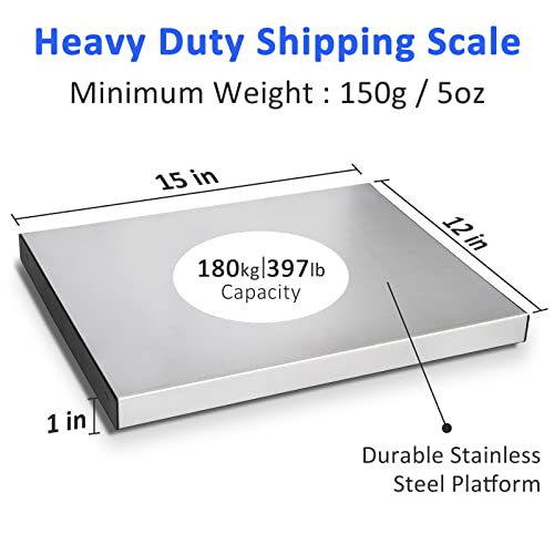 Thinkscale Shipping Scale, 397Lb Heavy Duty Postal Scale Stainless Steel With 𝗪𝗶𝗿𝗲𝗹𝗲𝘀𝘀 Displays/Tare/3 Units, Digital Postage Scale For Packages/Post Office/Home, Battery & Dc Adapter Included #TOP1