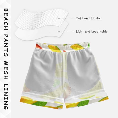 DOMIKING Yellow Mango Slice Toddler Boys' Swim Trunks Mesh Lining Swim Shorts for Boys Kids Adjustable Waist4