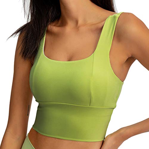 Bontierie Women s Padded Sports Yoga Bra Full-Support Crop Tank Top for Workout Running Fitness